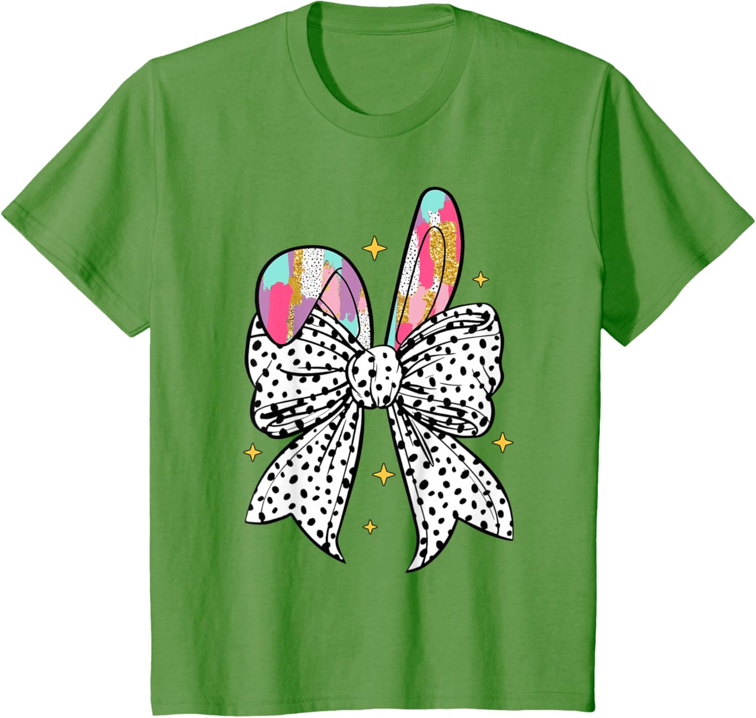 Happy Easter Cute Bunny Coquette Bow Sparkling Easter Girl T-Shirt