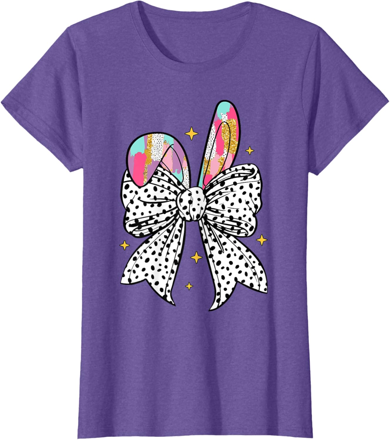 Happy Easter Cute Bunny Coquette Bow Sparkling Easter Girl T-Shirt