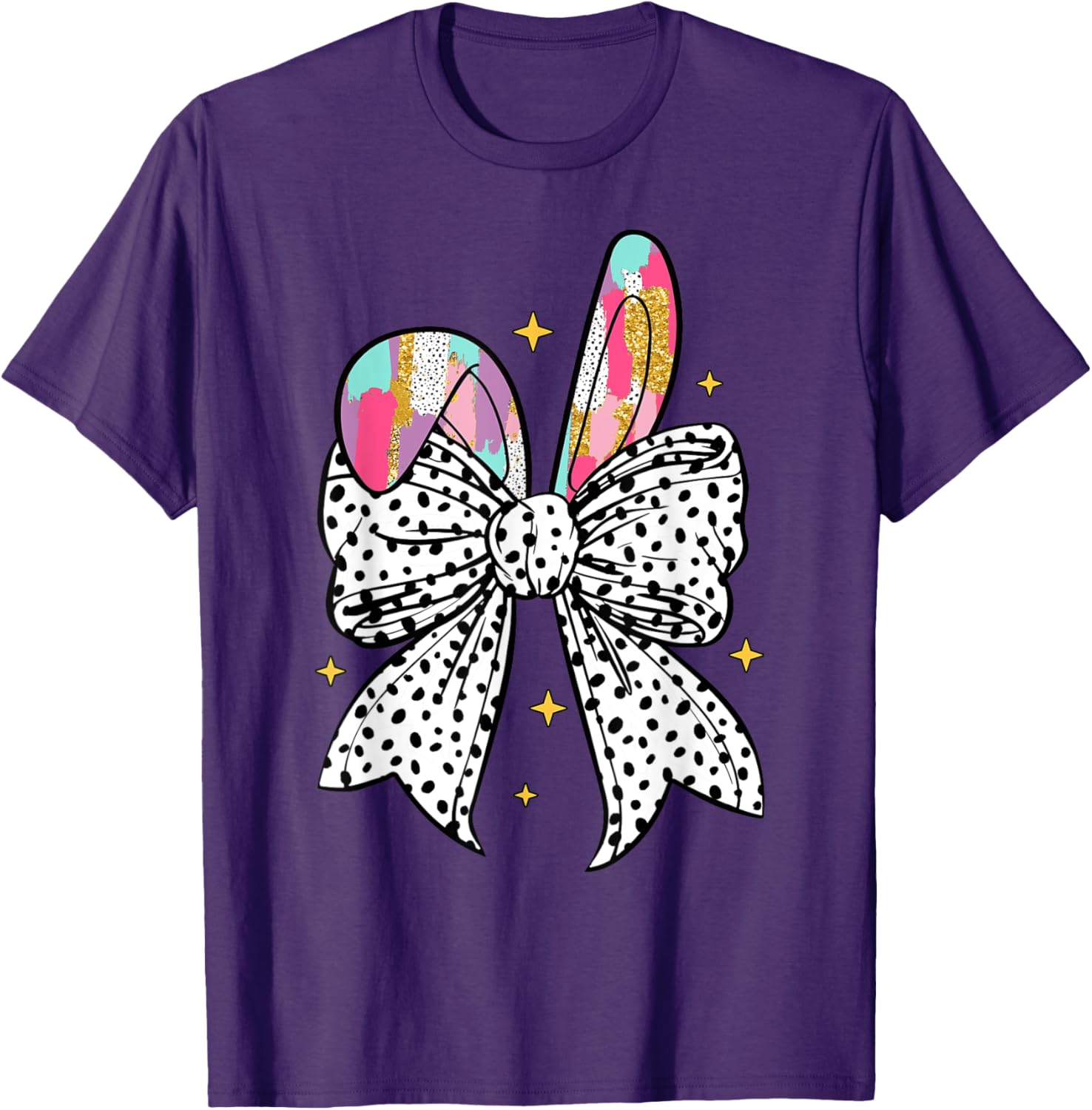 Happy Easter Cute Bunny Coquette Bow Sparkling Easter Girl T-Shirt