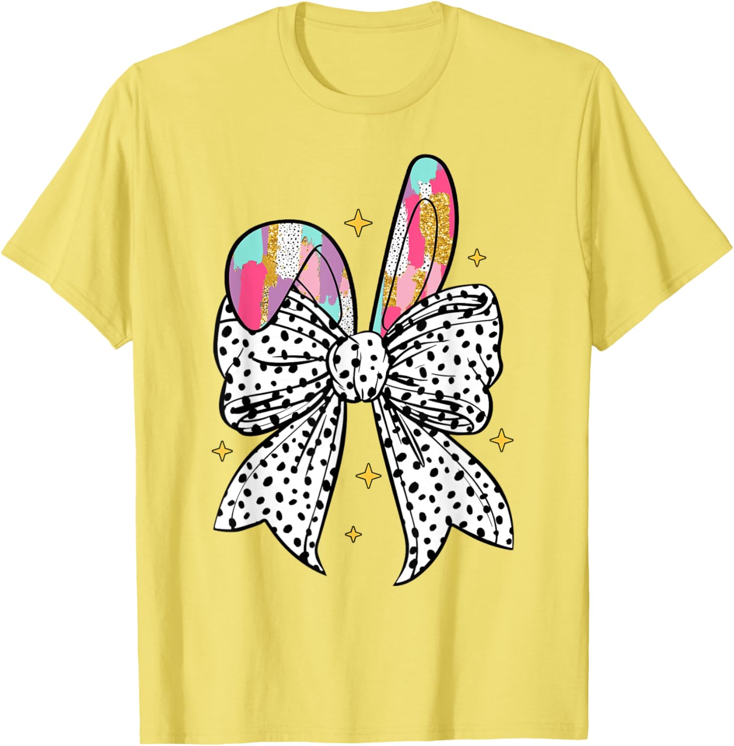 Happy Easter Cute Bunny Coquette Bow Sparkling Easter Girl T-Shirt