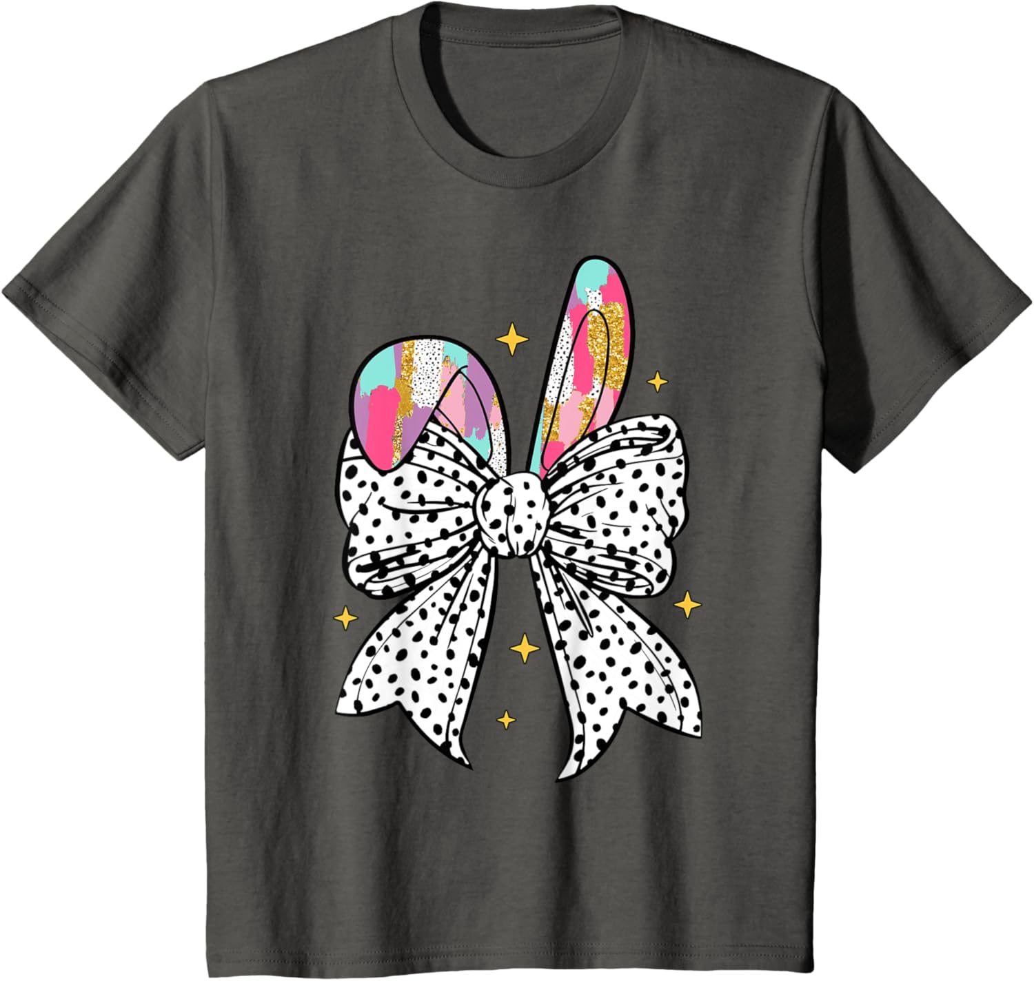 Happy Easter Cute Bunny Coquette Bow Sparkling Easter Girl T-Shirt