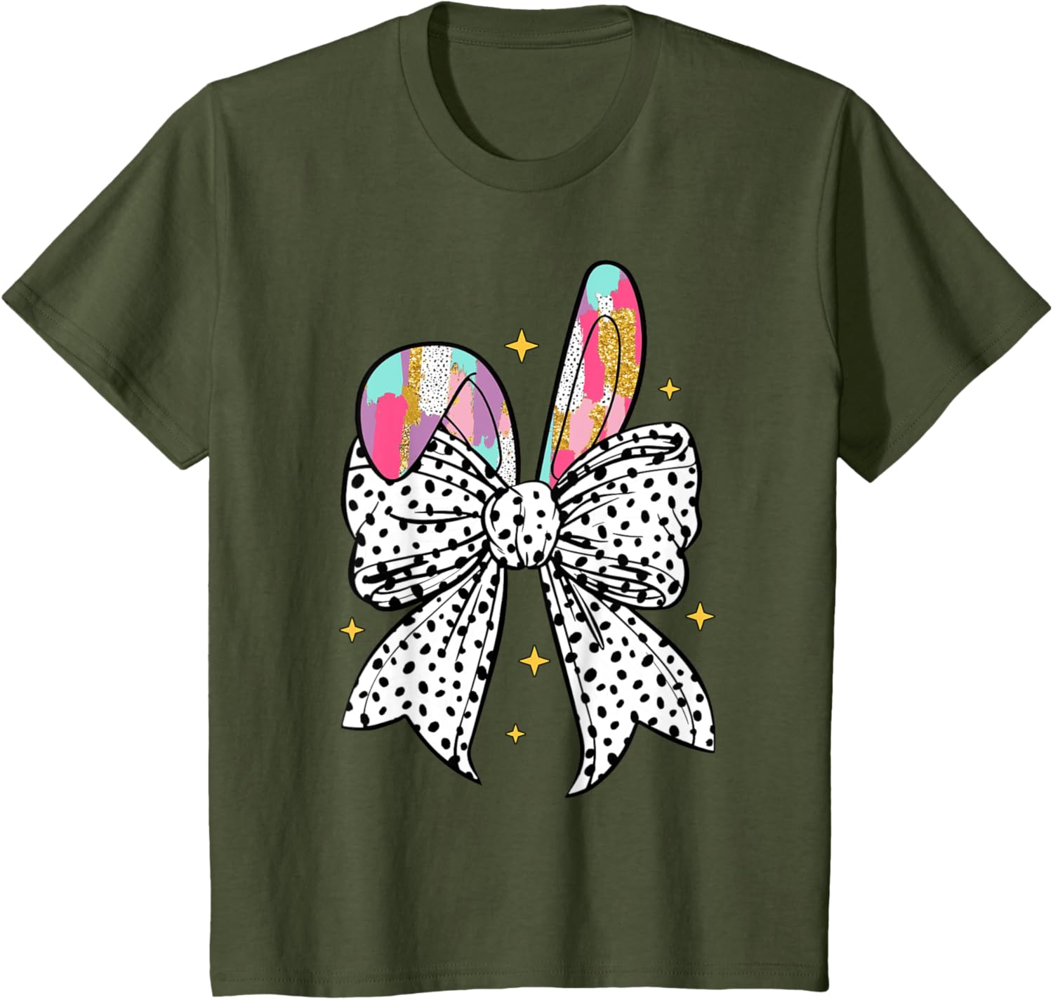 Happy Easter Cute Bunny Coquette Bow Sparkling Easter Girl T-Shirt