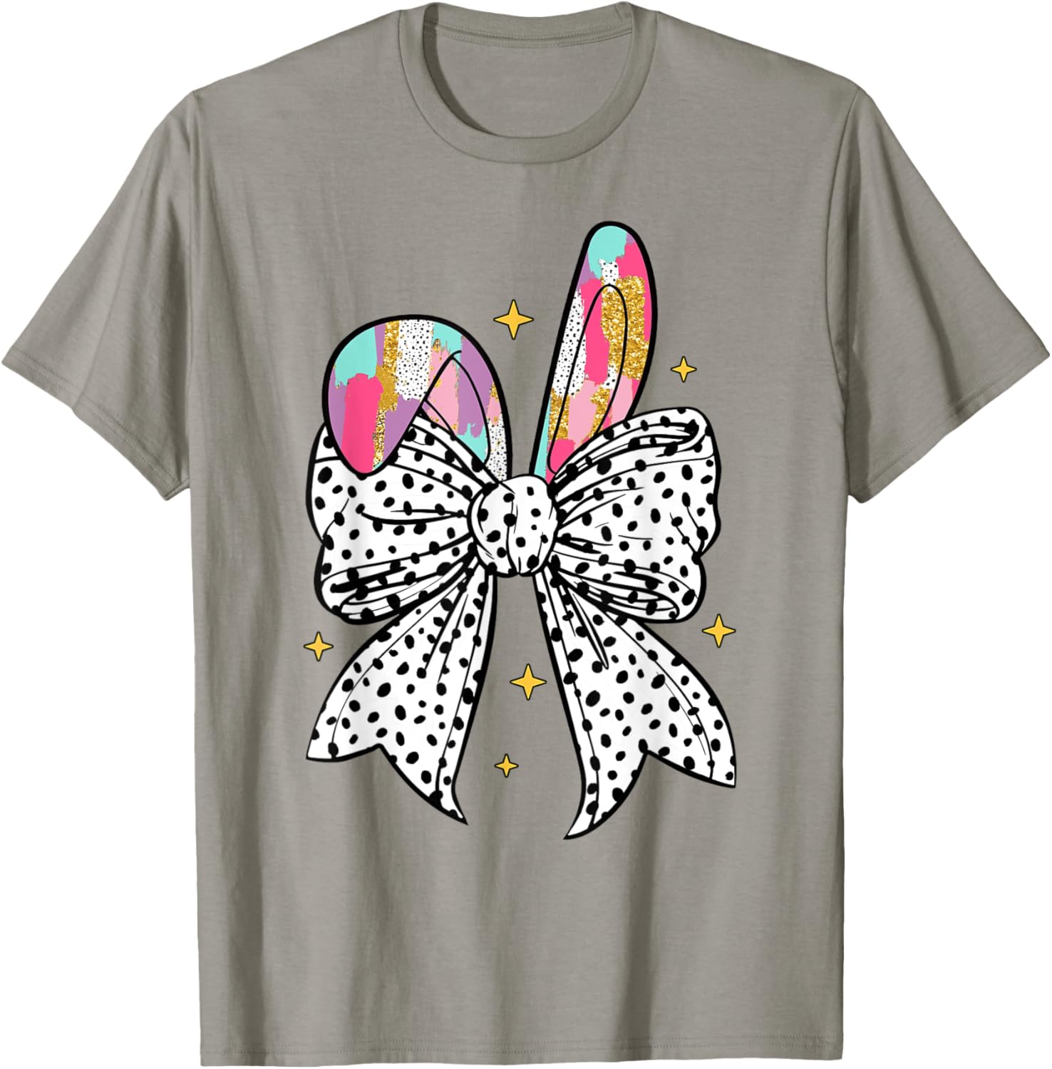 Happy Easter Cute Bunny Coquette Bow Sparkling Easter Girl T-Shirt