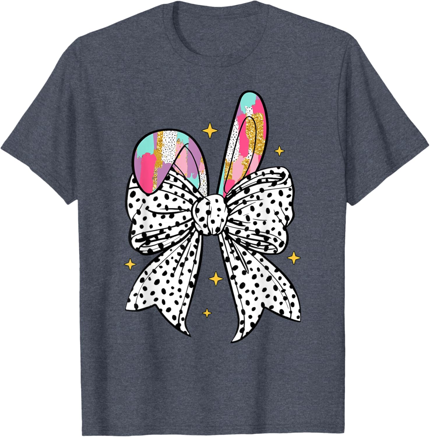 Happy Easter Cute Bunny Coquette Bow Sparkling Easter Girl T-Shirt