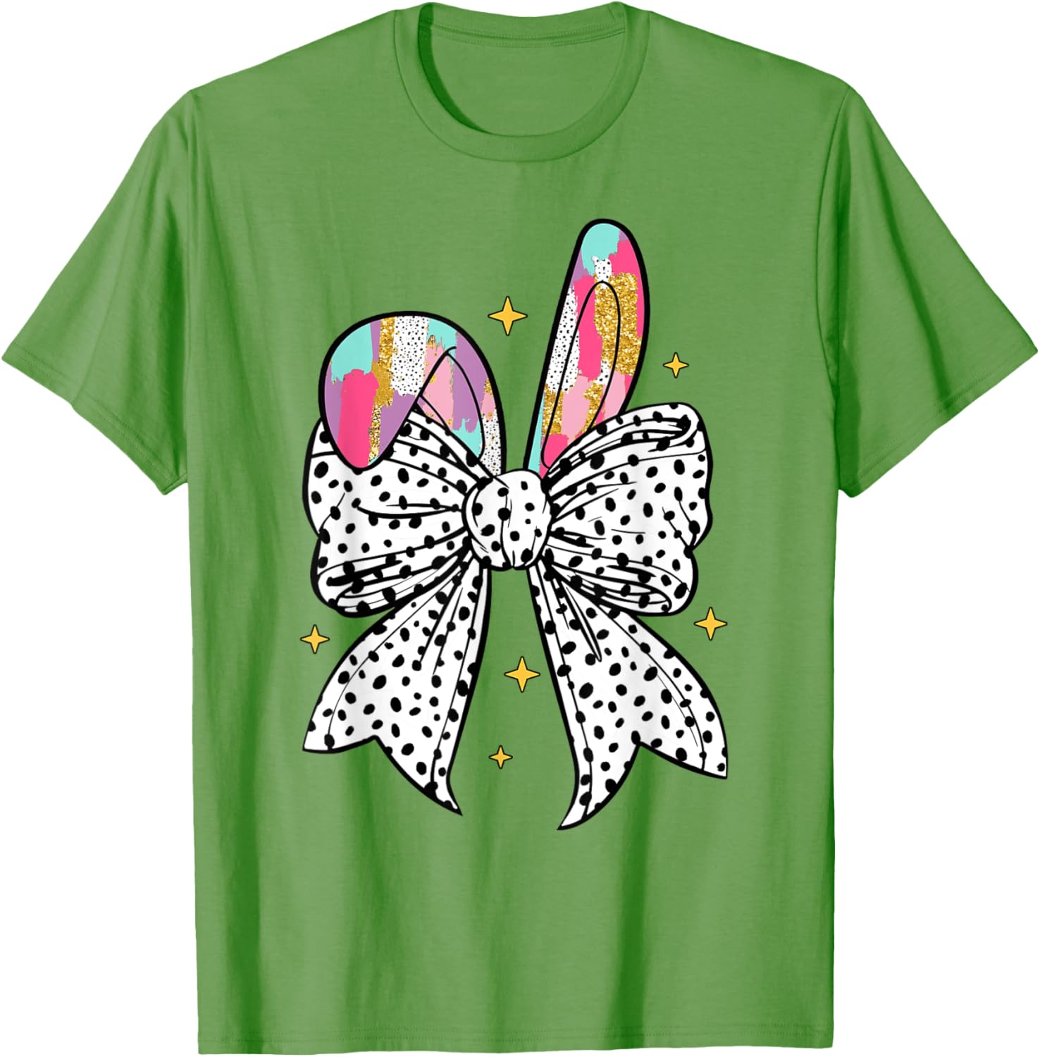 Happy Easter Cute Bunny Coquette Bow Sparkling Easter Girl T-Shirt