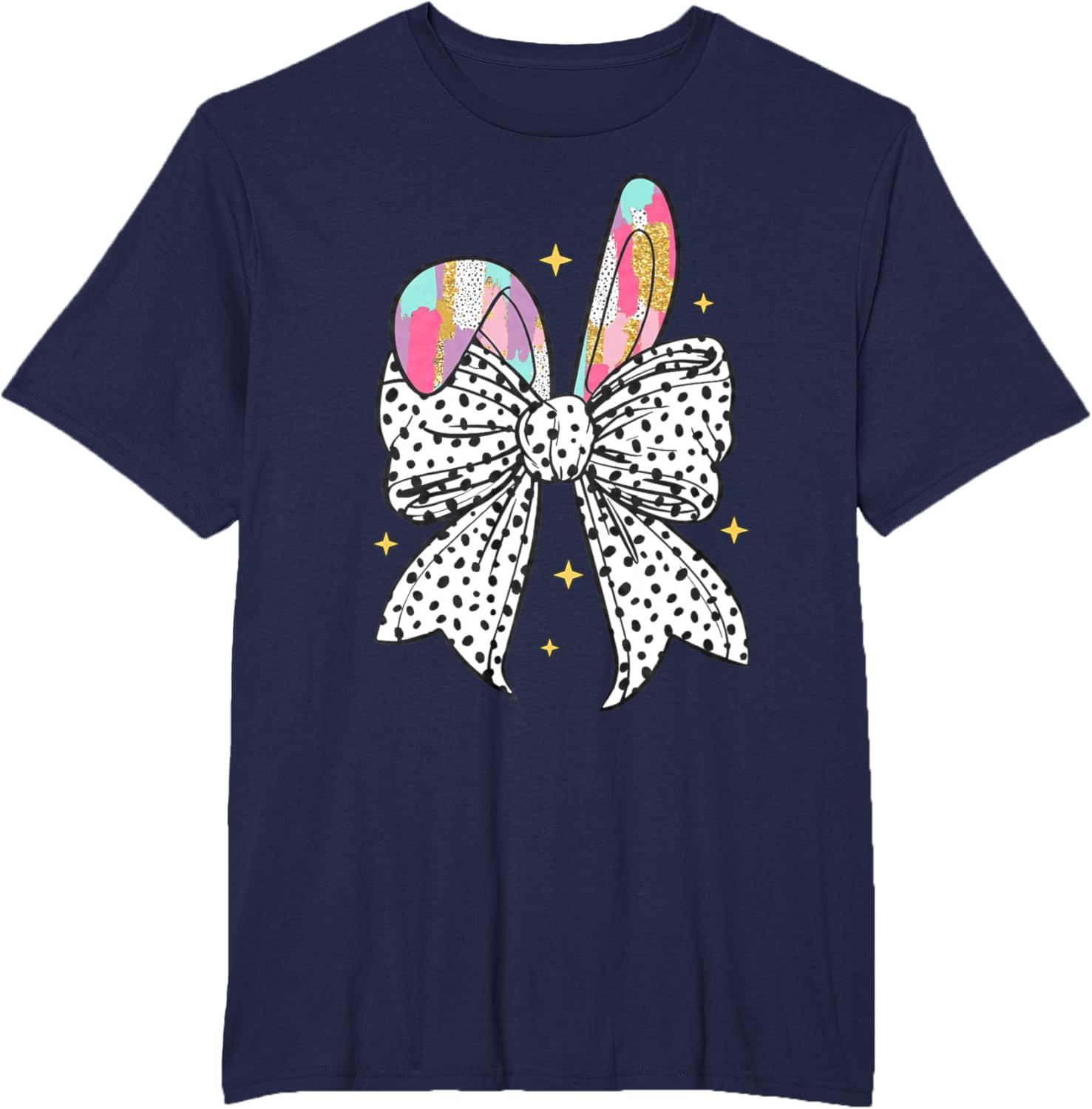 Happy Easter Cute Bunny Coquette Bow Sparkling Easter Girl T-Shirt