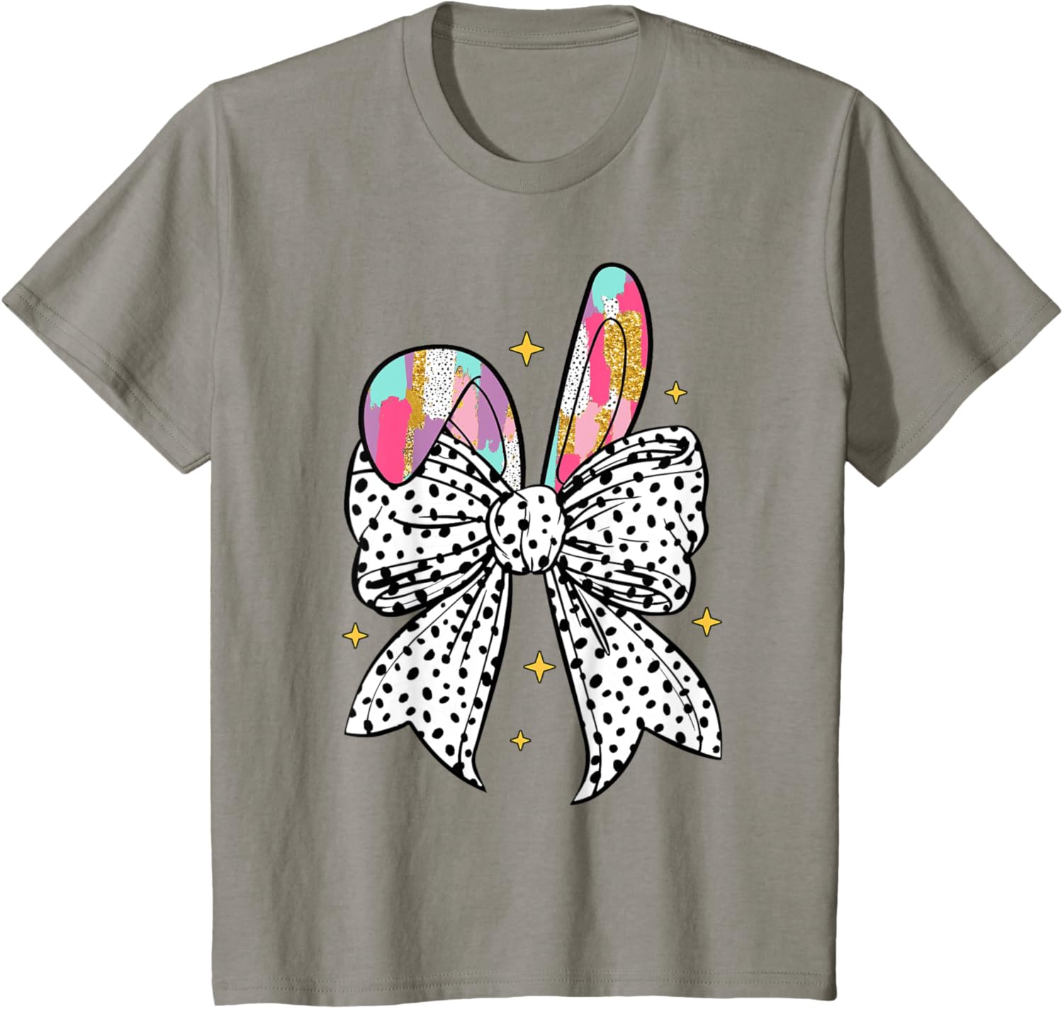 Happy Easter Cute Bunny Coquette Bow Sparkling Easter Girl T-Shirt