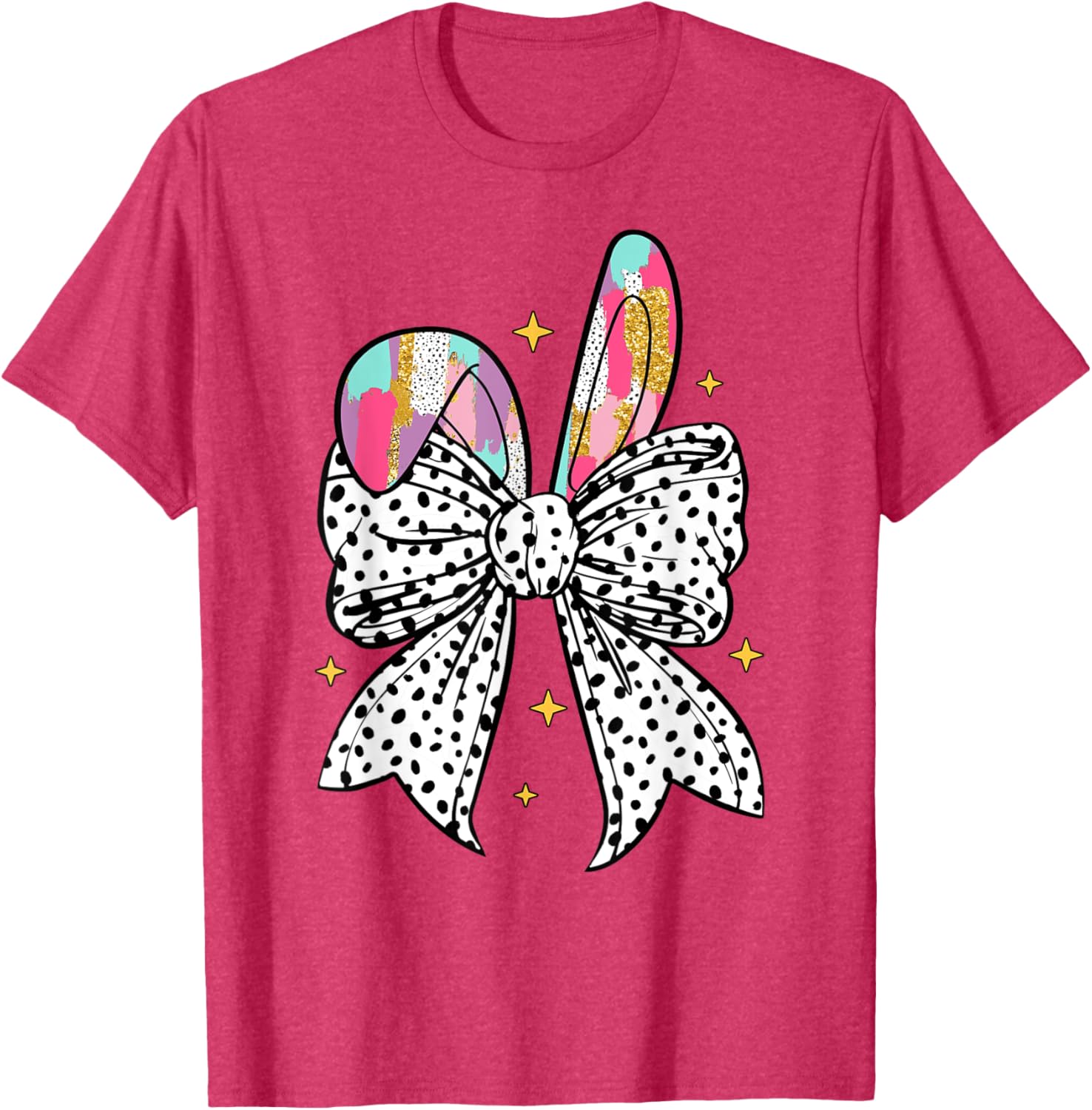 Happy Easter Cute Bunny Coquette Bow Sparkling Easter Girl T-Shirt