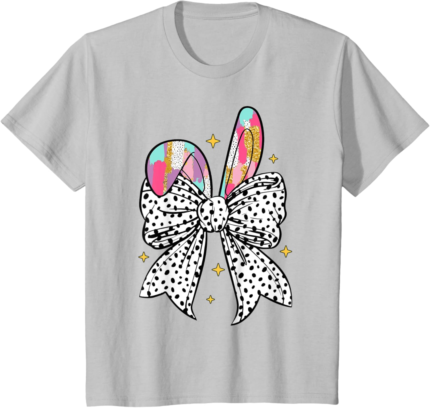 Happy Easter Cute Bunny Coquette Bow Sparkling Easter Girl T-Shirt