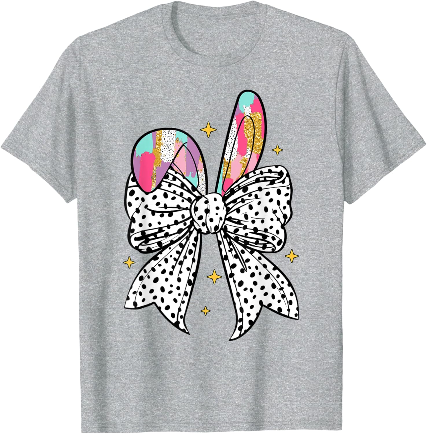 Happy Easter Cute Bunny Coquette Bow Sparkling Easter Girl T-Shirt