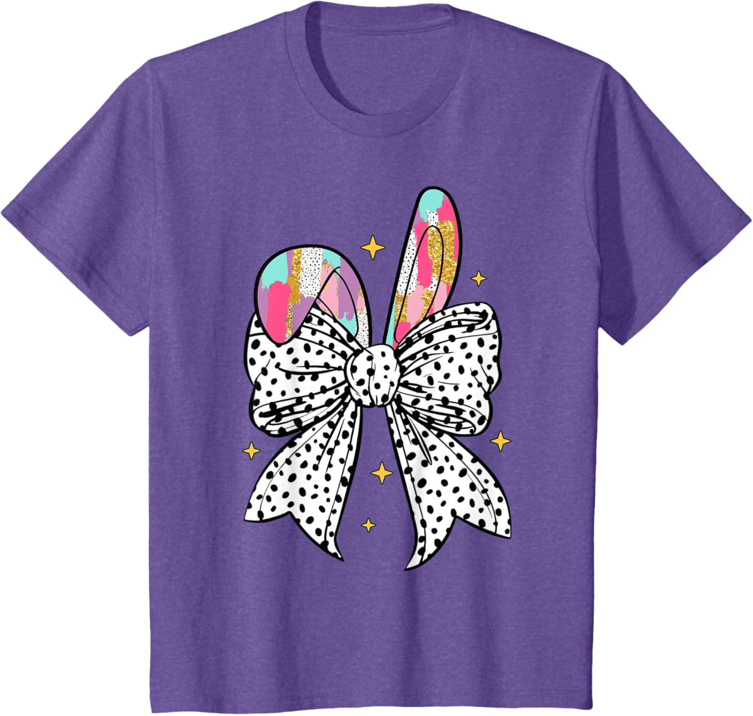 Happy Easter Cute Bunny Coquette Bow Sparkling Easter Girl T-Shirt