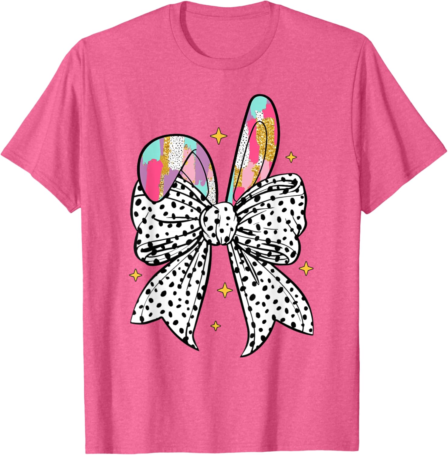 Happy Easter Cute Bunny Coquette Bow Sparkling Easter Girl T-Shirt