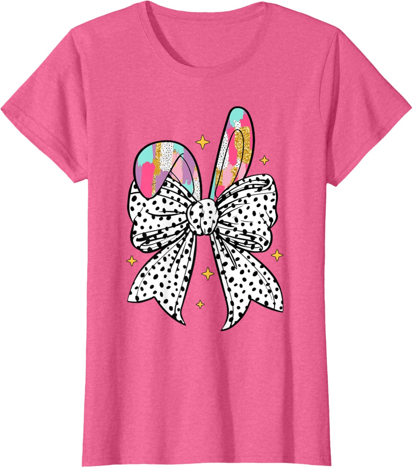 Happy Easter Cute Bunny Coquette Bow Sparkling Easter Girl T-Shirt