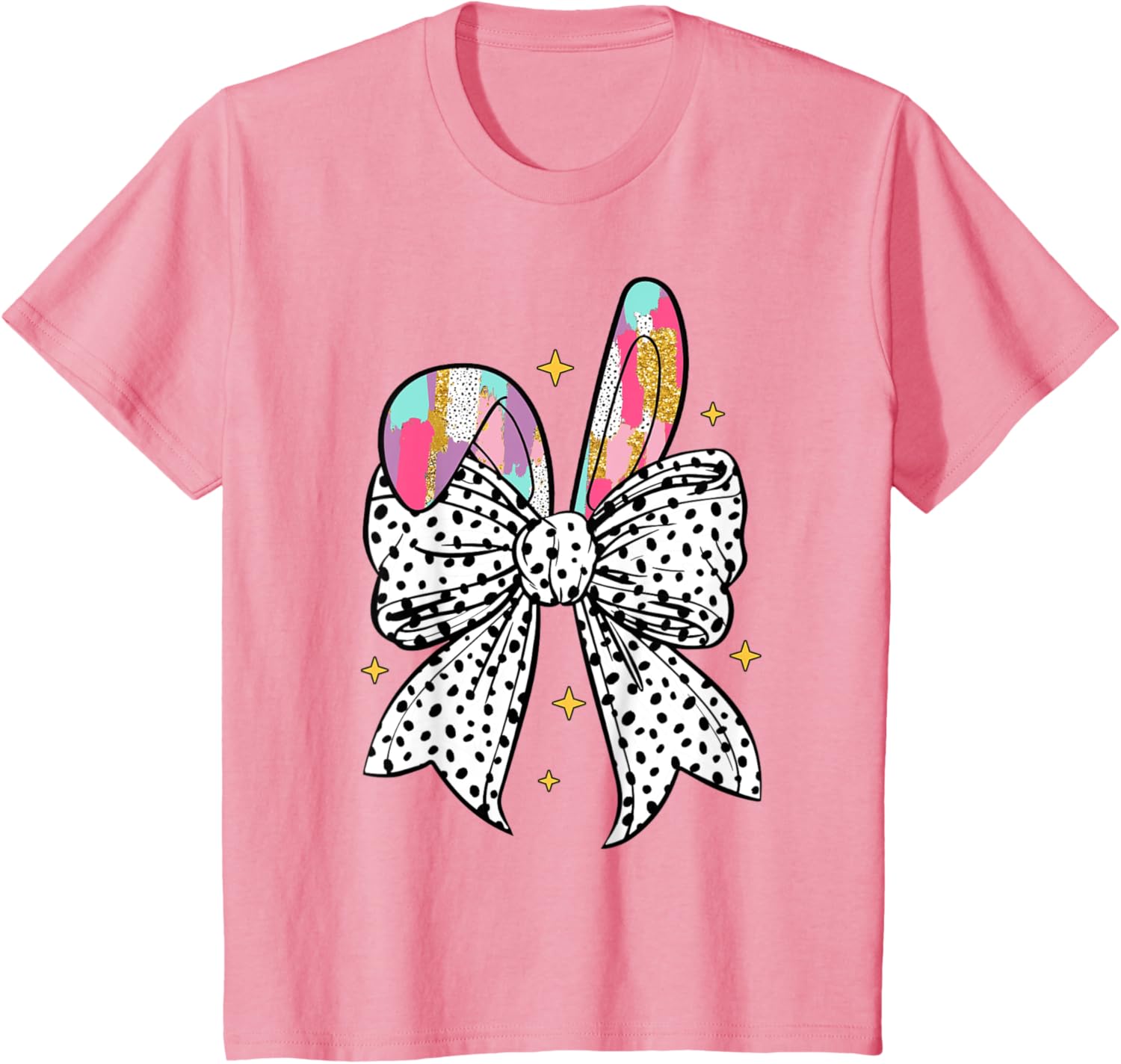 Happy Easter Cute Bunny Coquette Bow Sparkling Easter Girl T-Shirt