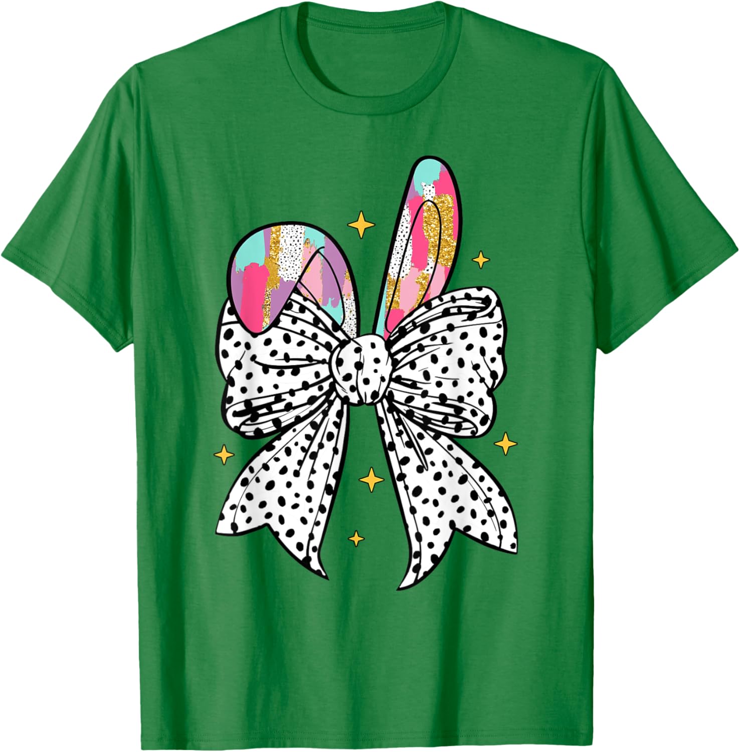 Happy Easter Cute Bunny Coquette Bow Sparkling Easter Girl T-Shirt