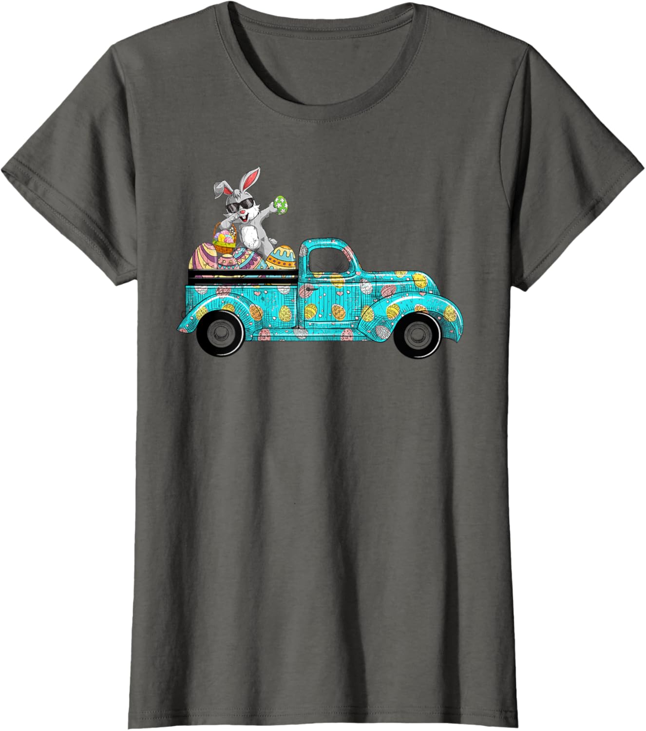 Happy Easter Cute Bunny Dabbing Eggs Old Truck T-Shirt