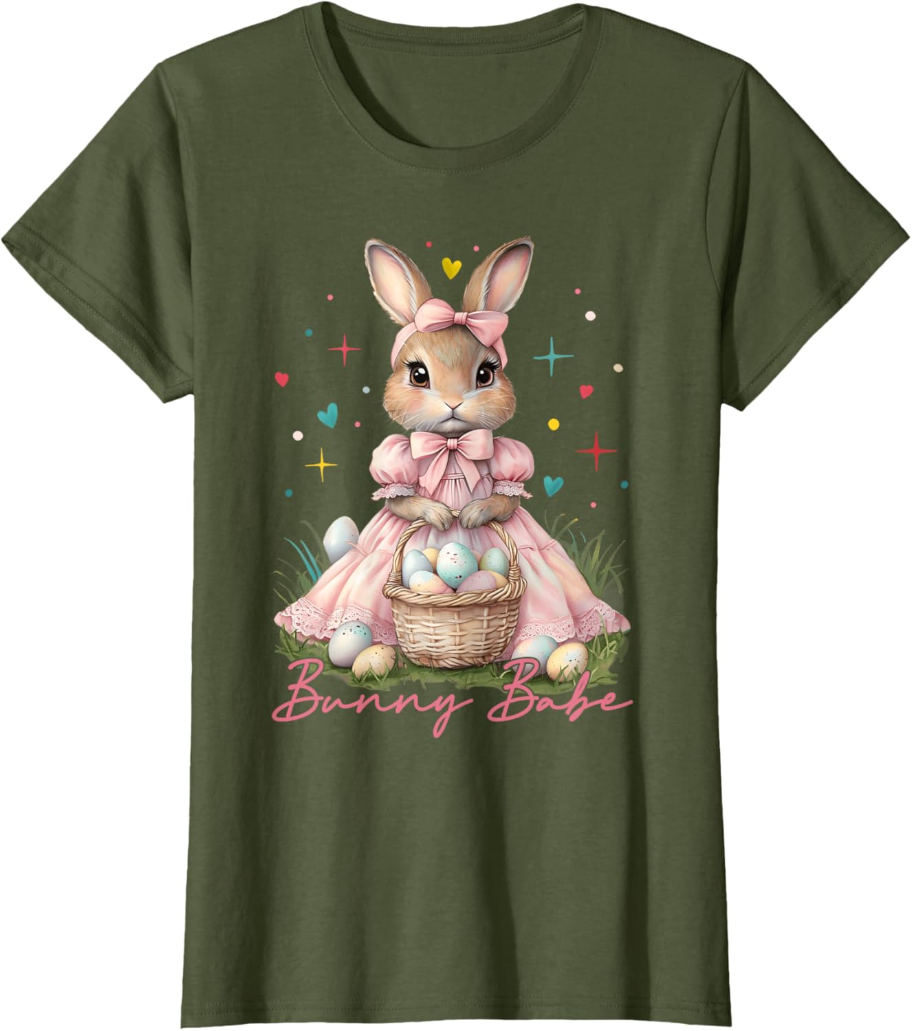 Happy Easter Cute Bunny Rabbit Bunny Babe Coquette Bow Girly T-Shirt