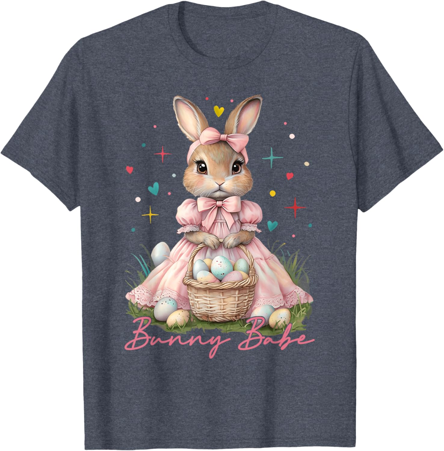 Happy Easter Cute Bunny Rabbit Bunny Babe Coquette Bow Girly T-Shirt