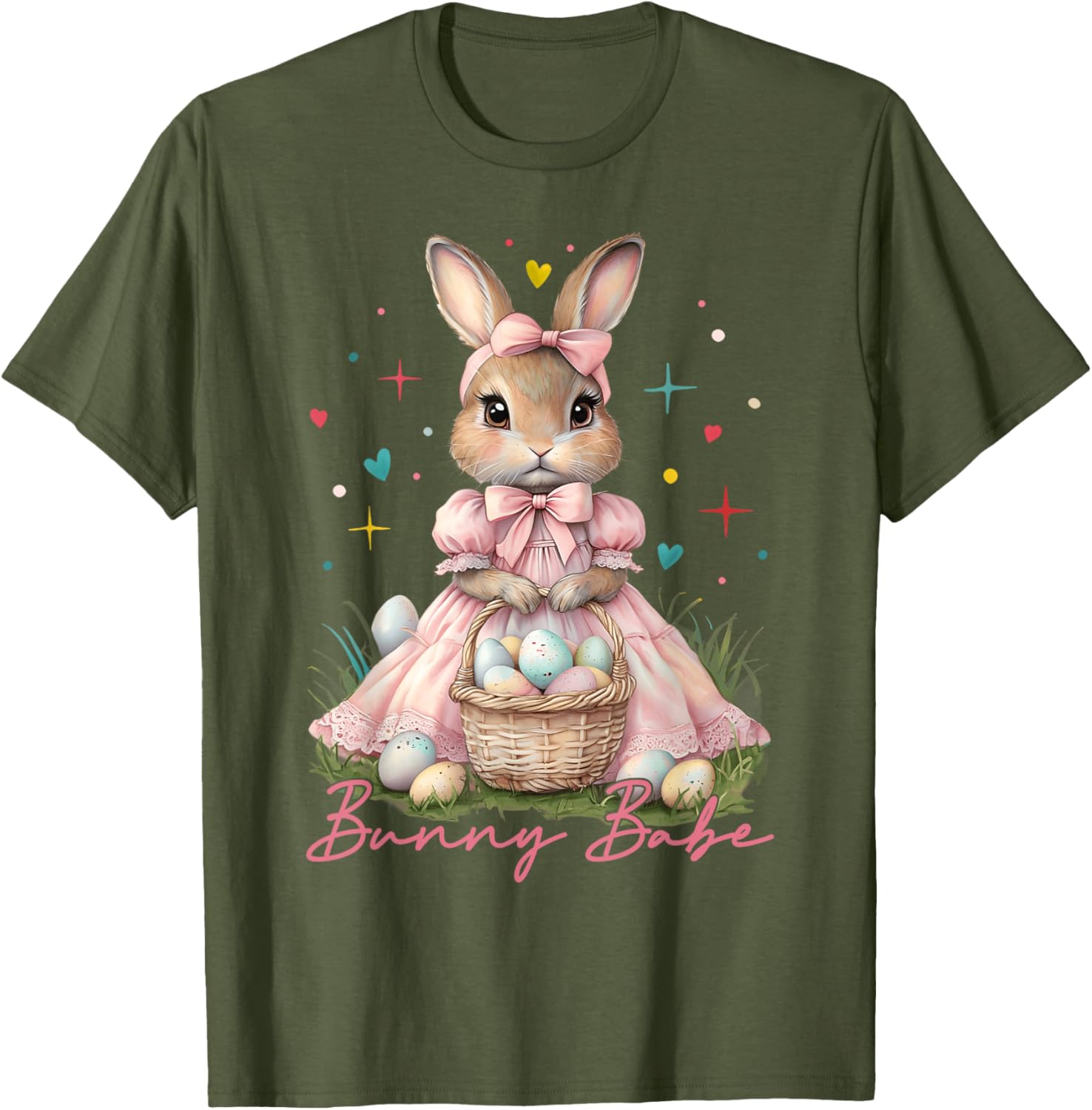 Happy Easter Cute Bunny Rabbit Bunny Babe Coquette Bow Girly T-Shirt