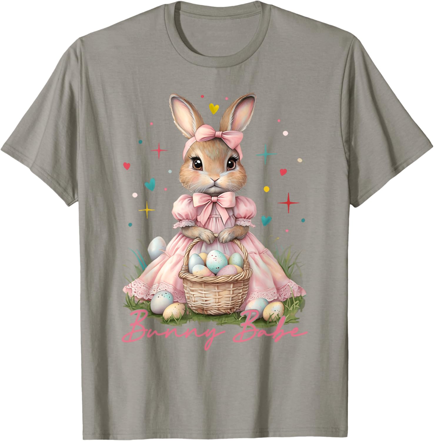 Happy Easter Cute Bunny Rabbit Bunny Babe Coquette Bow Girly T-Shirt