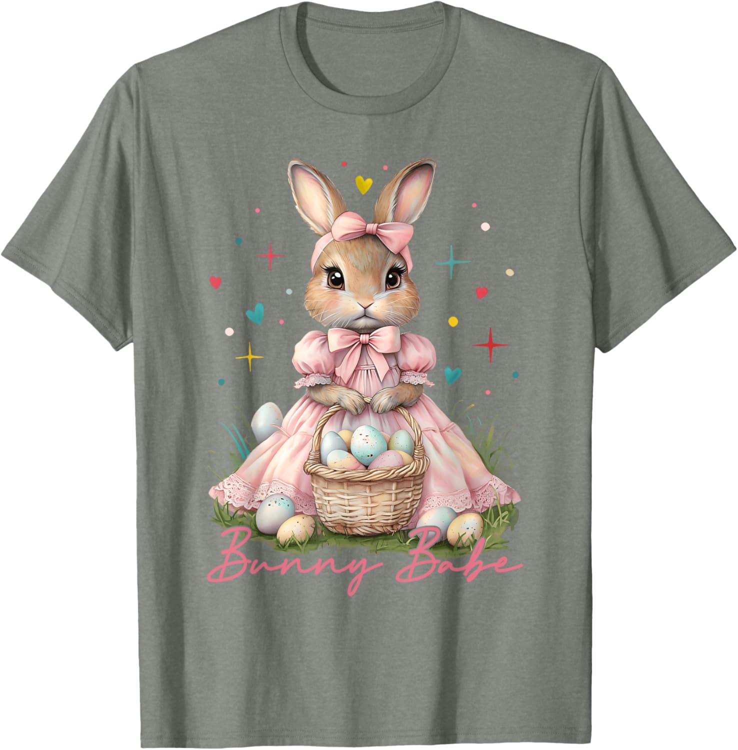 Happy Easter Cute Bunny Rabbit Bunny Babe Coquette Bow Girly T-Shirt