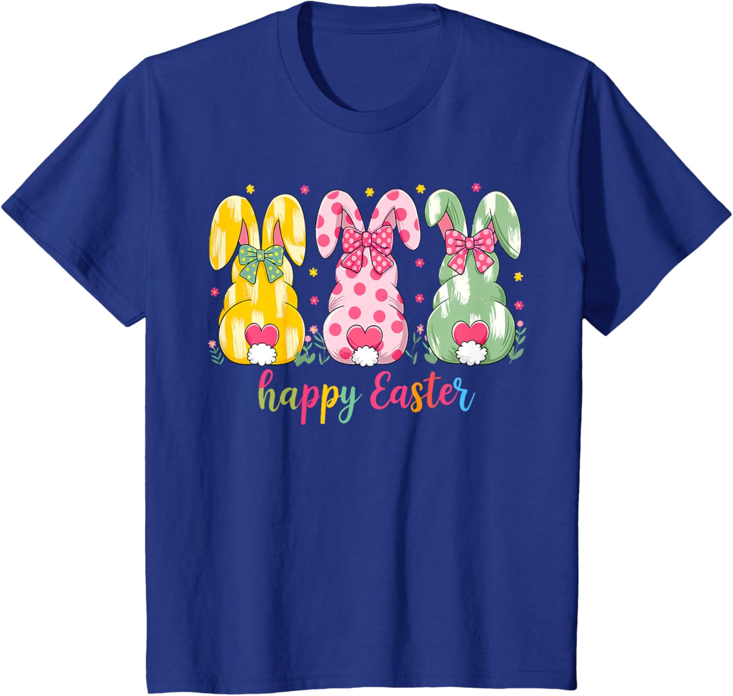 Happy Easter Cute Pink Coquette Bow Flower Bunny Rabbit T-Shirt