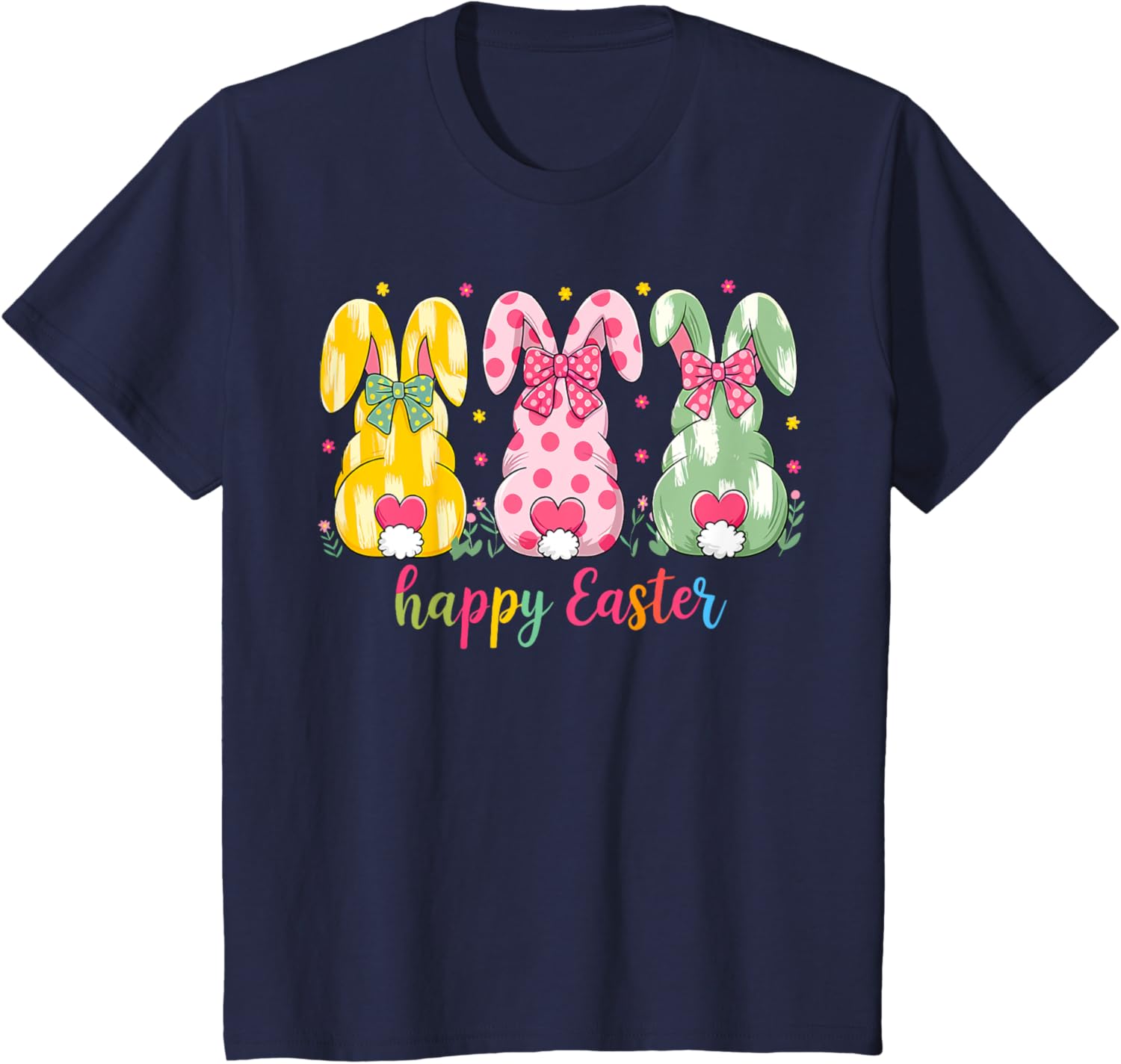 Happy Easter Cute Pink Coquette Bow Flower Bunny Rabbit T-Shirt