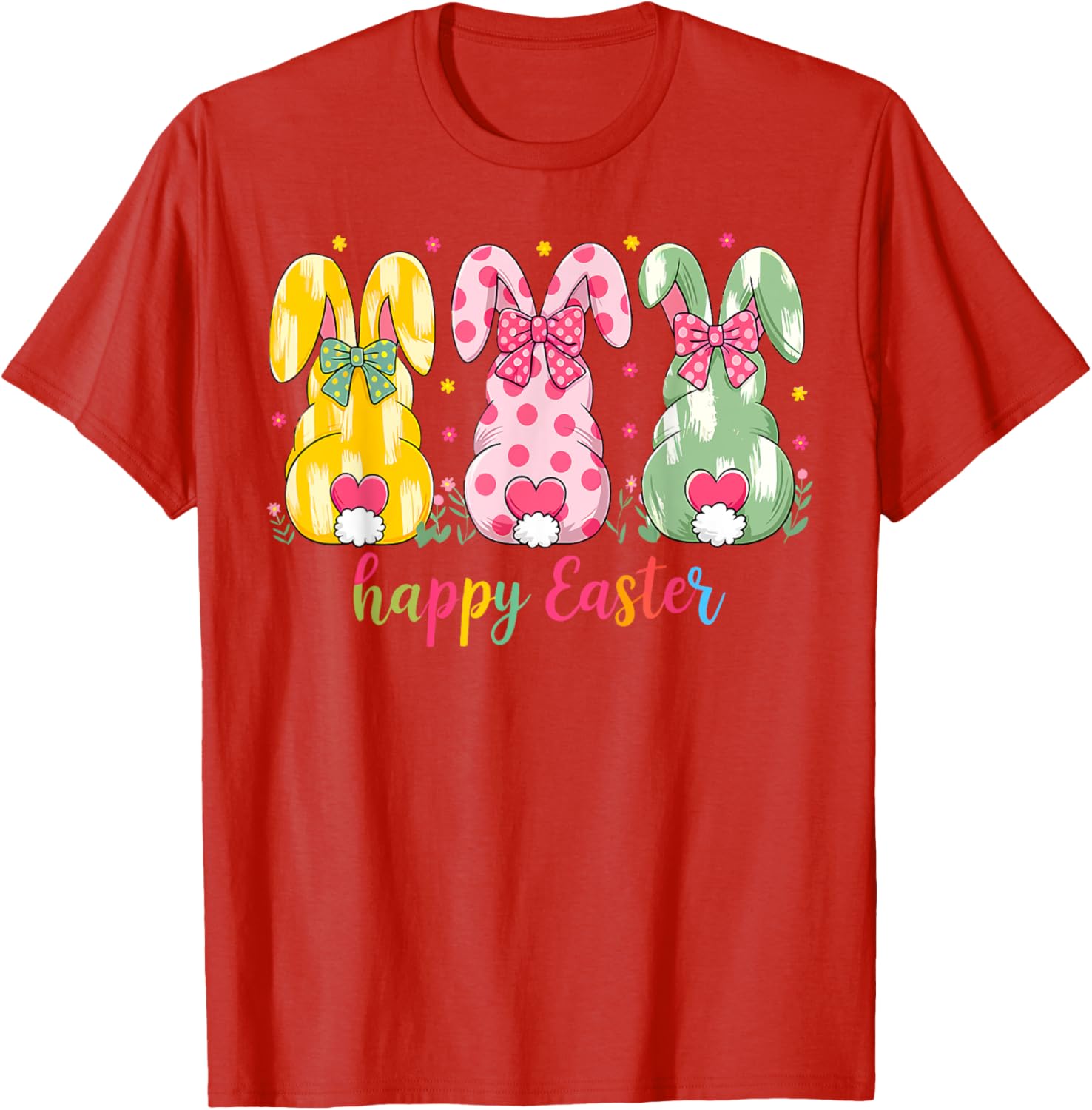 Happy Easter Cute Pink Coquette Bow Flower Bunny Rabbit T-Shirt