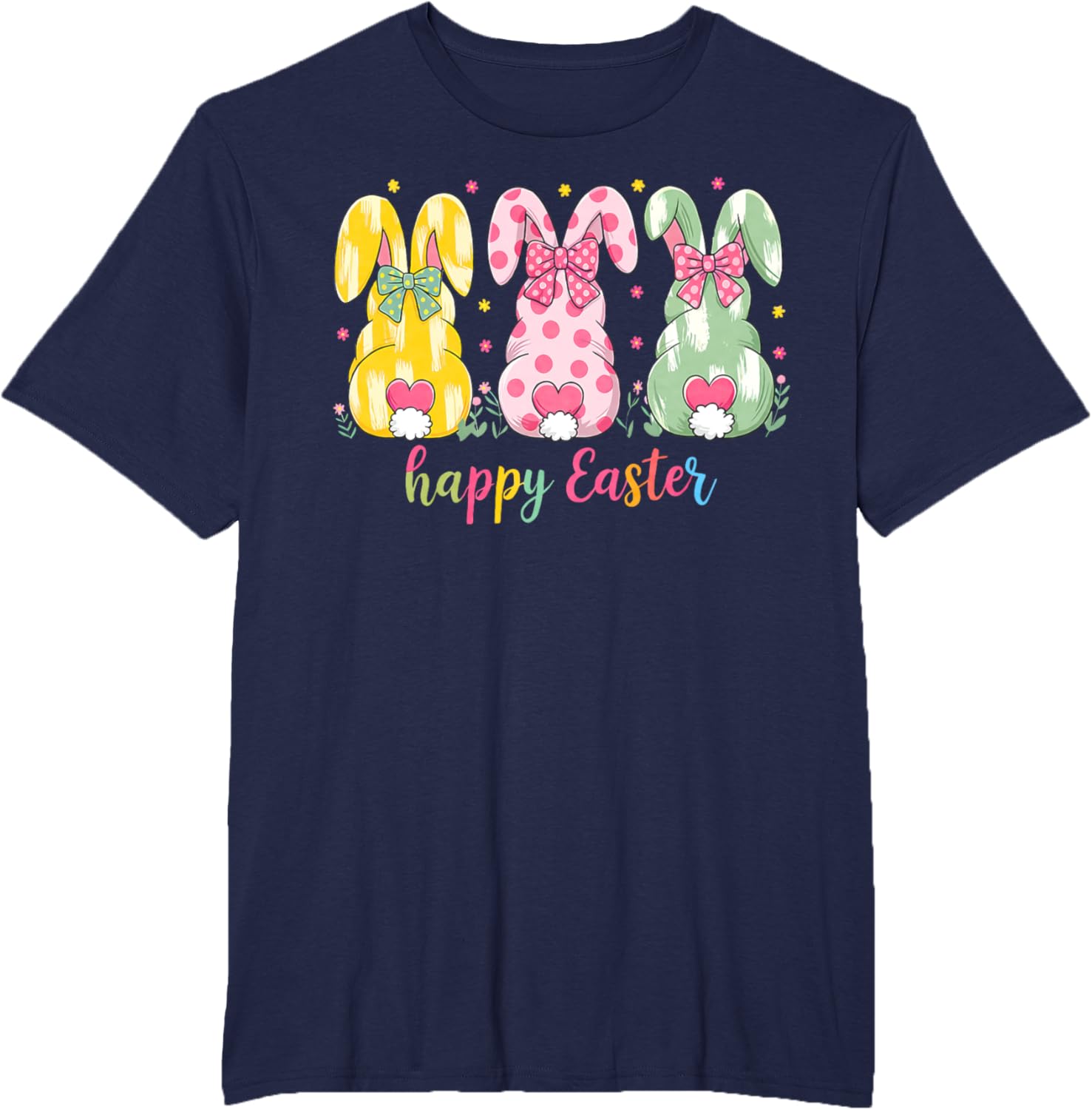 Happy Easter Cute Pink Coquette Bow Flower Bunny Rabbit T-Shirt