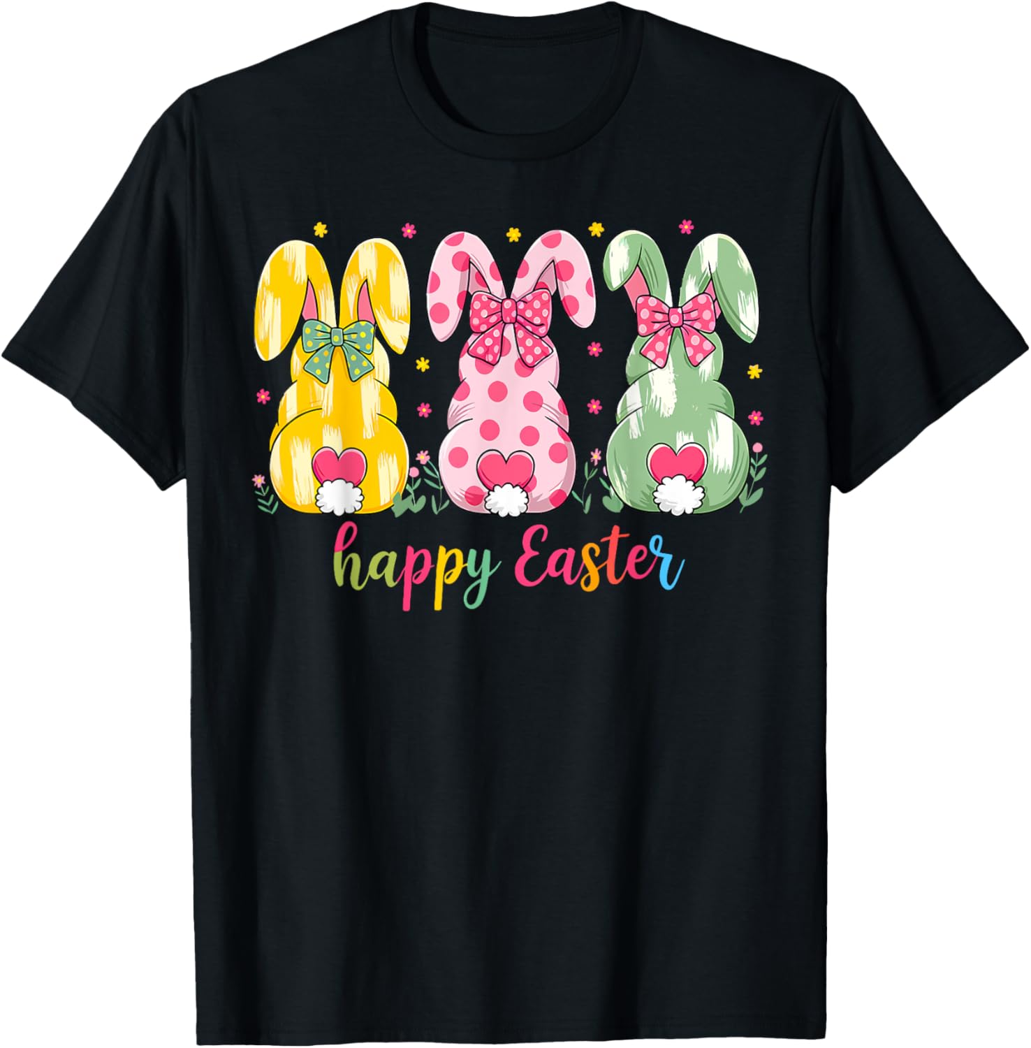 Happy Easter Cute Pink Coquette Bow Flower Bunny Rabbit T-Shirt