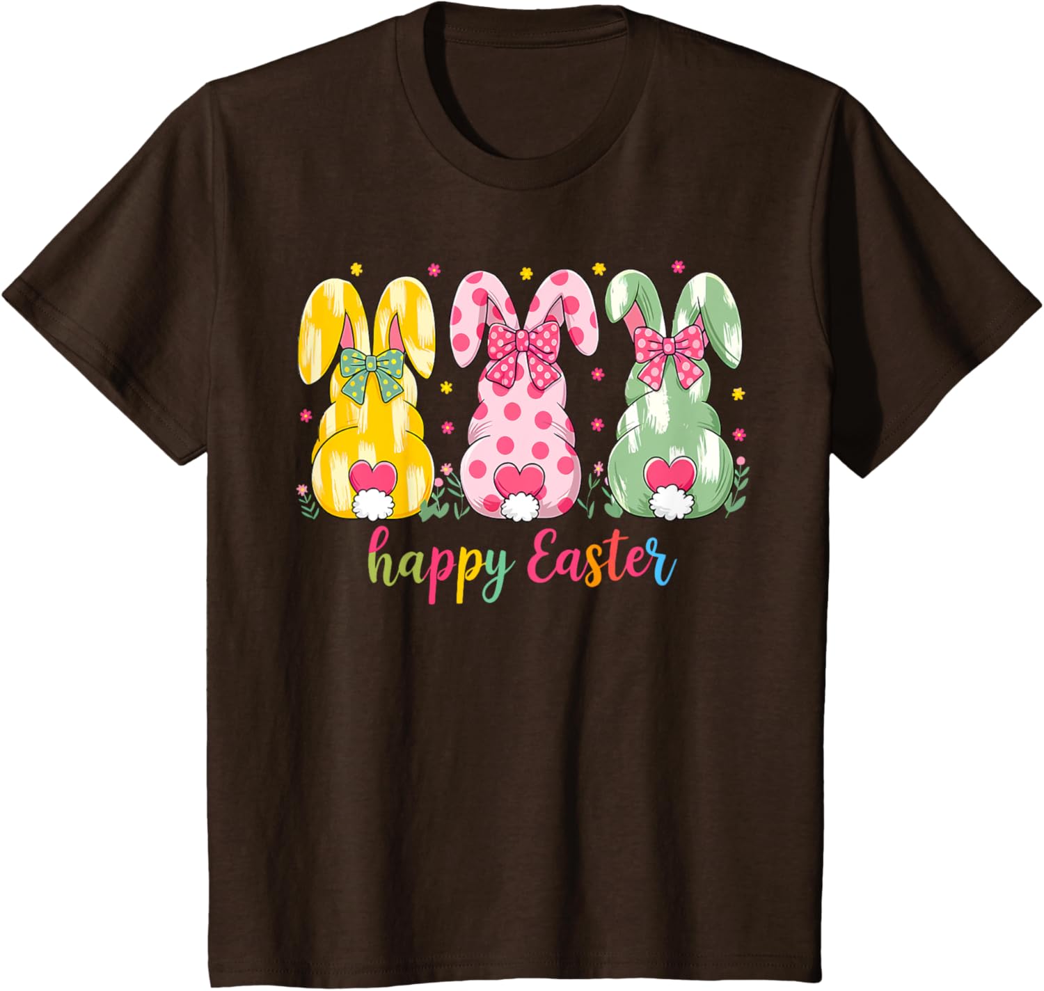 Happy Easter Cute Pink Coquette Bow Flower Bunny Rabbit T-Shirt