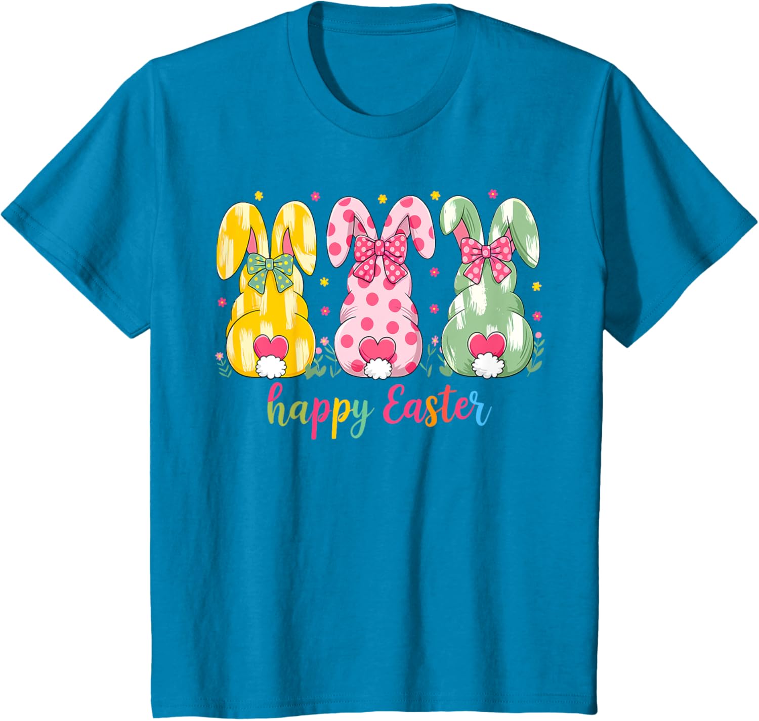 Happy Easter Cute Pink Coquette Bow Flower Bunny Rabbit T-Shirt