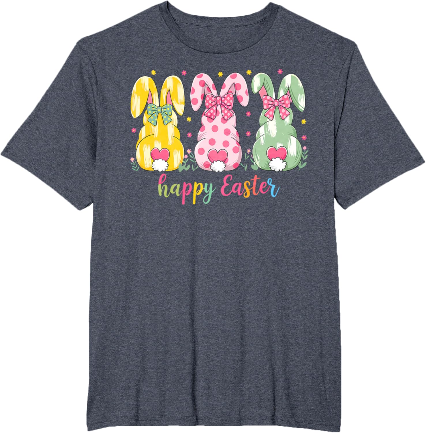 Happy Easter Cute Pink Coquette Bow Flower Bunny Rabbit T-Shirt