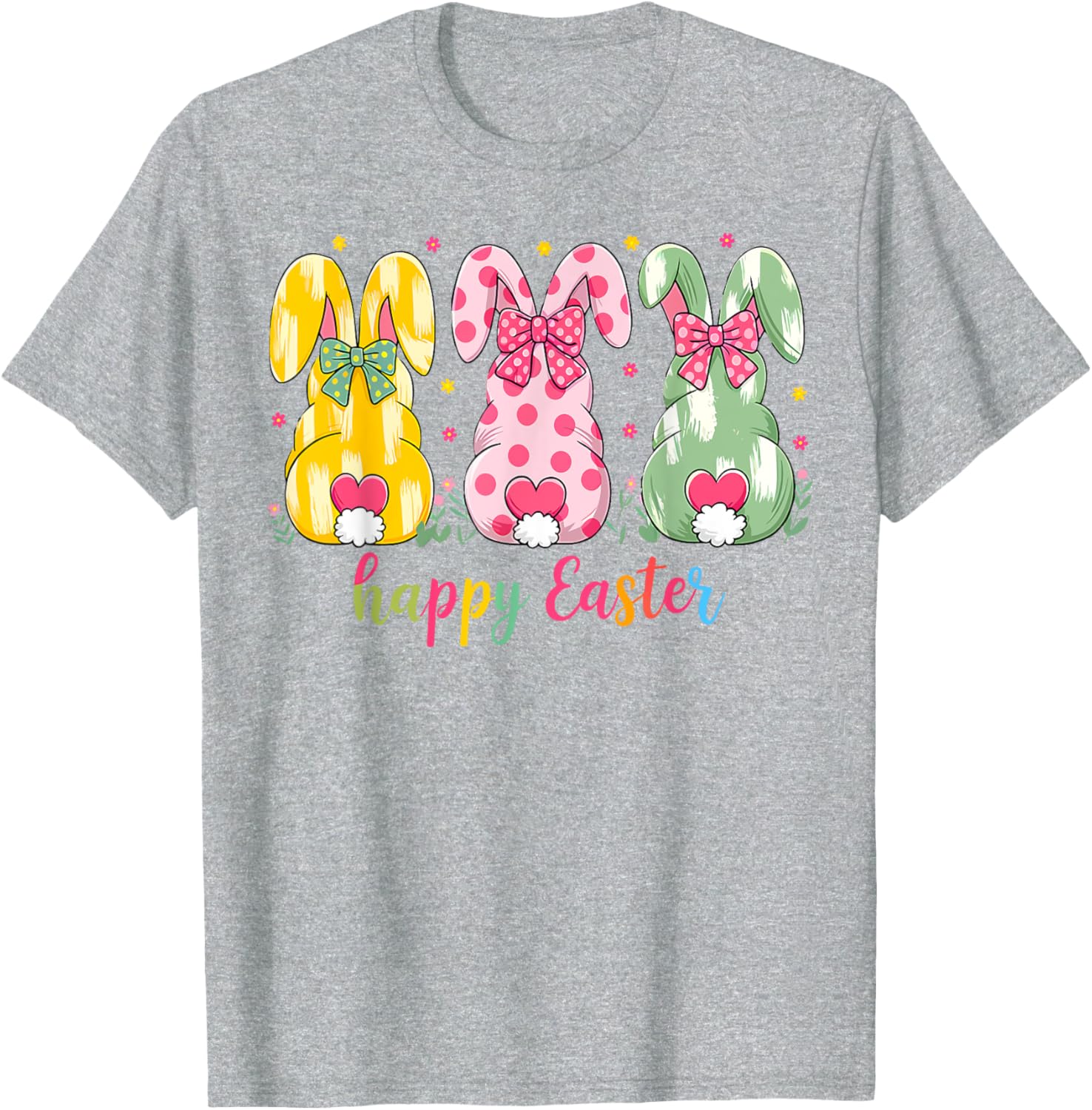 Happy Easter Cute Pink Coquette Bow Flower Bunny Rabbit T-Shirt