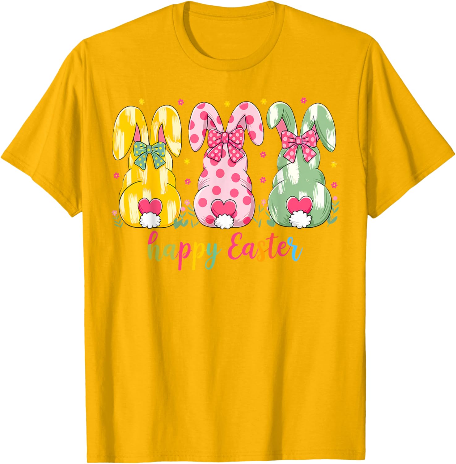 Happy Easter Cute Pink Coquette Bow Flower Bunny Rabbit T-Shirt