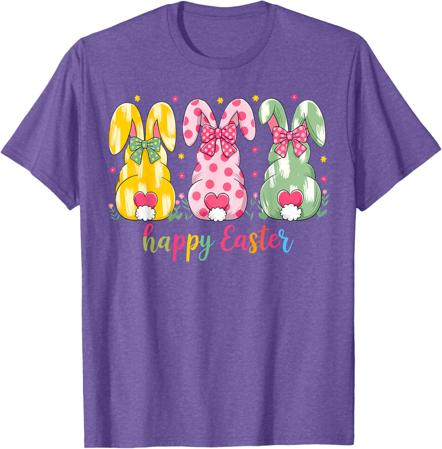 Happy Easter Cute Pink Coquette Bow Flower Bunny Rabbit T-Shirt