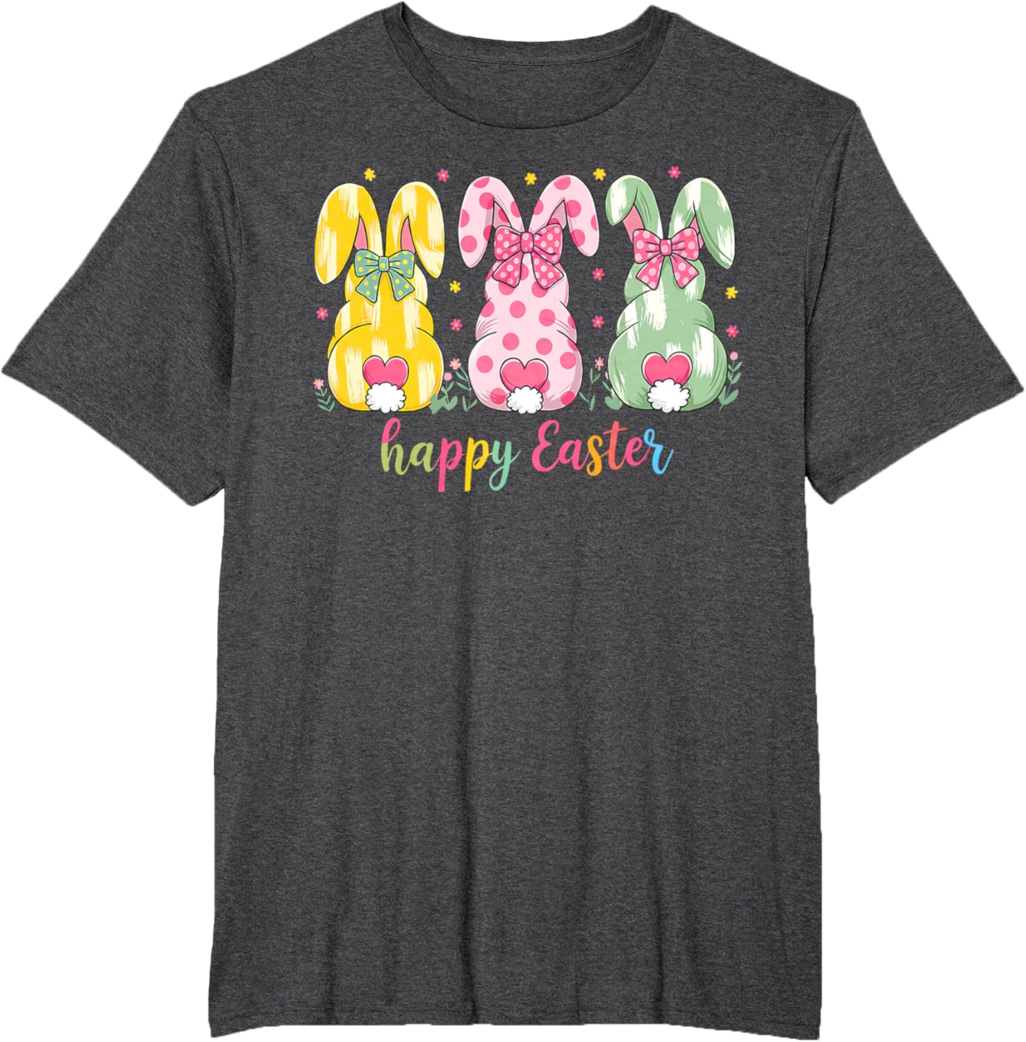 Happy Easter Cute Pink Coquette Bow Flower Bunny Rabbit T-Shirt