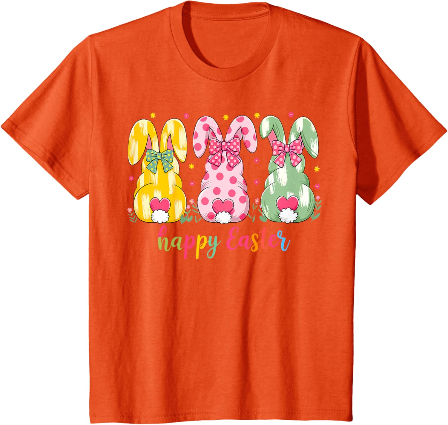 Happy Easter Cute Pink Coquette Bow Flower Bunny Rabbit T-Shirt