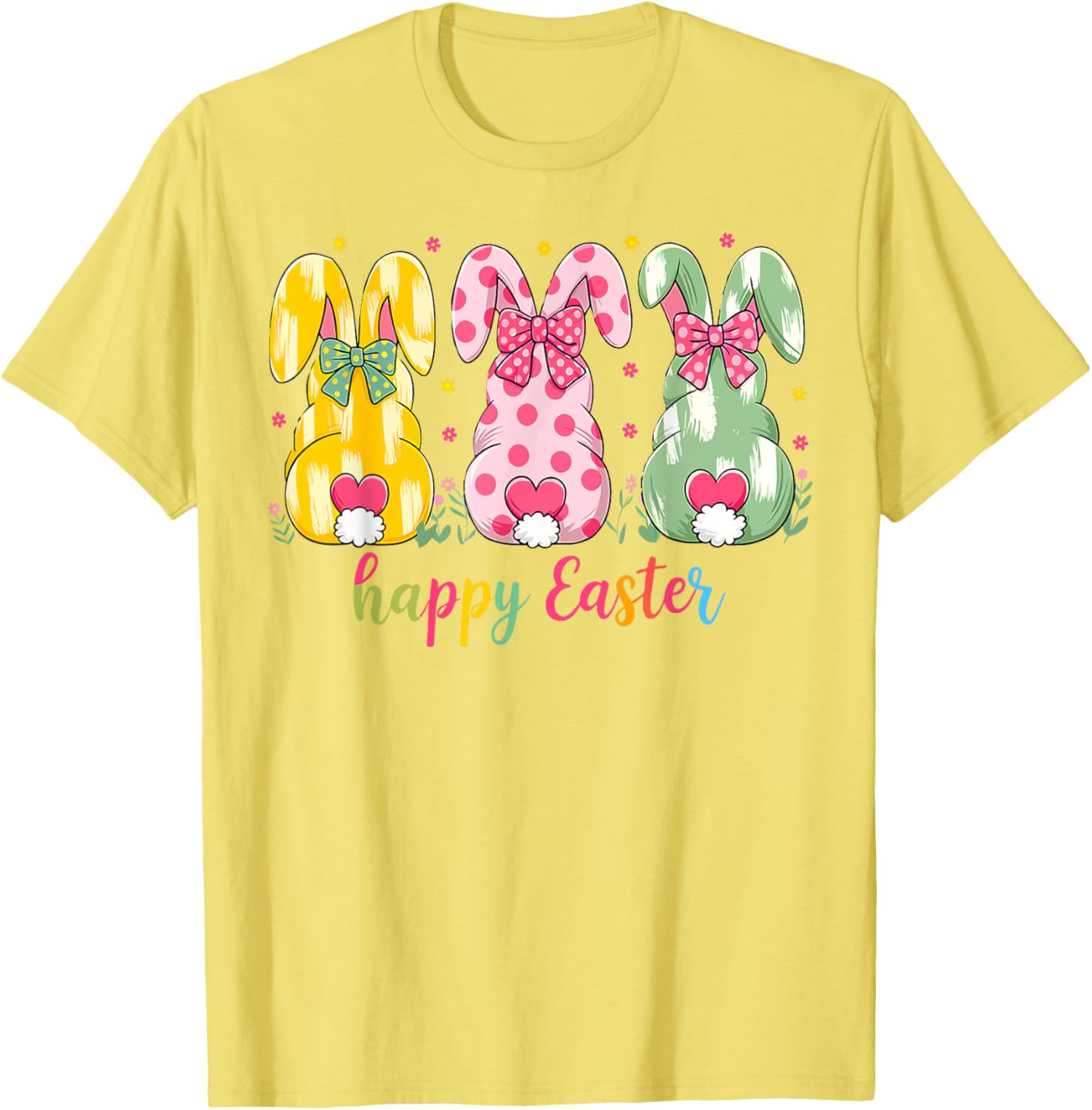 Happy Easter Cute Pink Coquette Bow Flower Bunny Rabbit T-Shirt