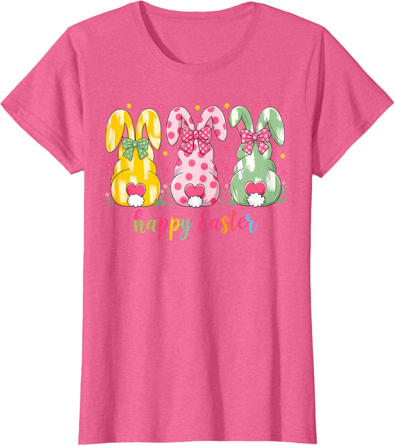 Happy Easter Cute Pink Coquette Bow Flower Bunny Rabbit T-Shirt