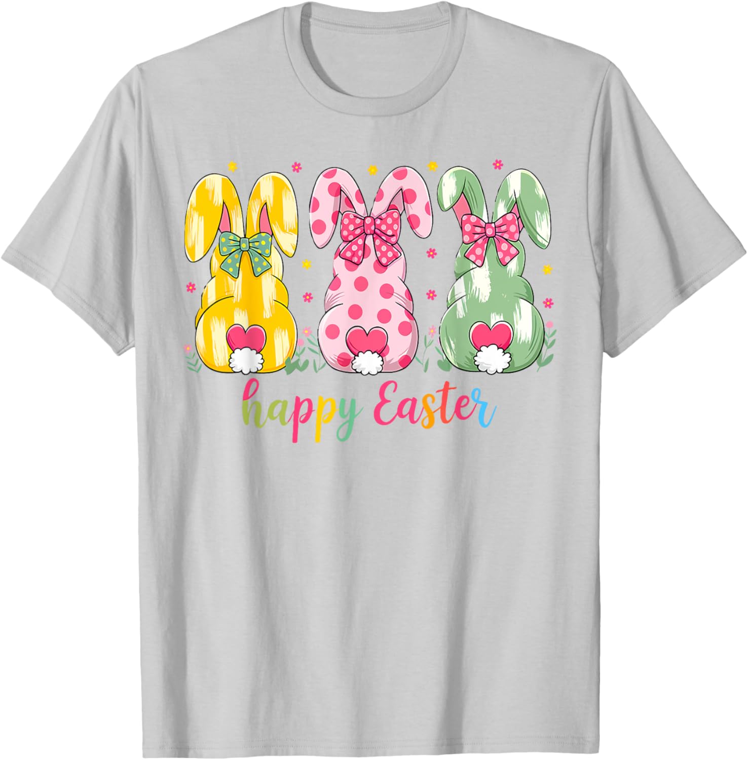 Happy Easter Cute Pink Coquette Bow Flower Bunny Rabbit T-Shirt