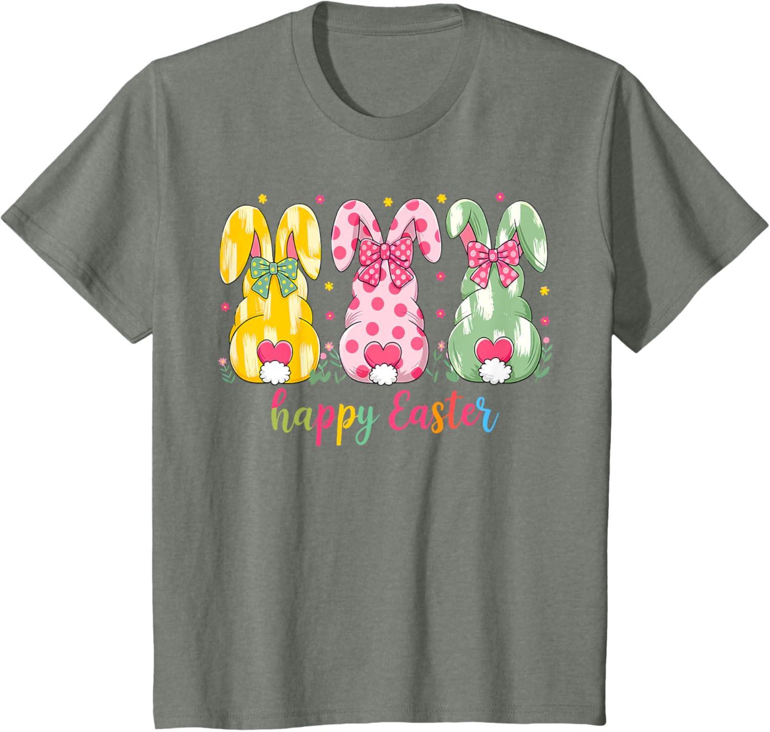 Happy Easter Cute Pink Coquette Bow Flower Bunny Rabbit T-Shirt