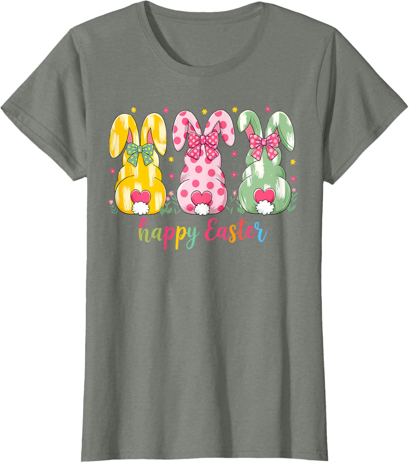 Happy Easter Cute Pink Coquette Bow Flower Bunny Rabbit T-Shirt