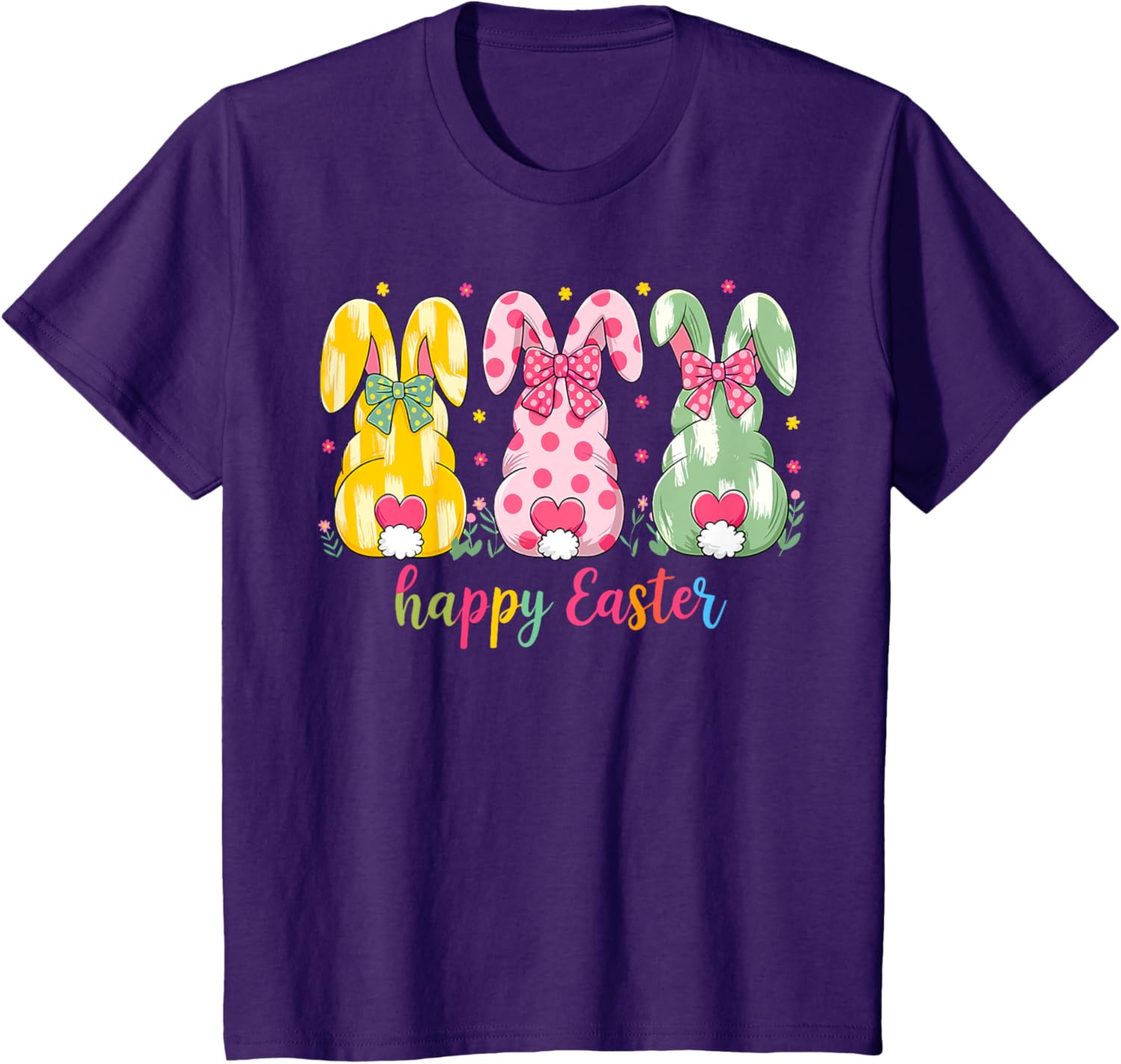 Happy Easter Cute Pink Coquette Bow Flower Bunny Rabbit T-Shirt