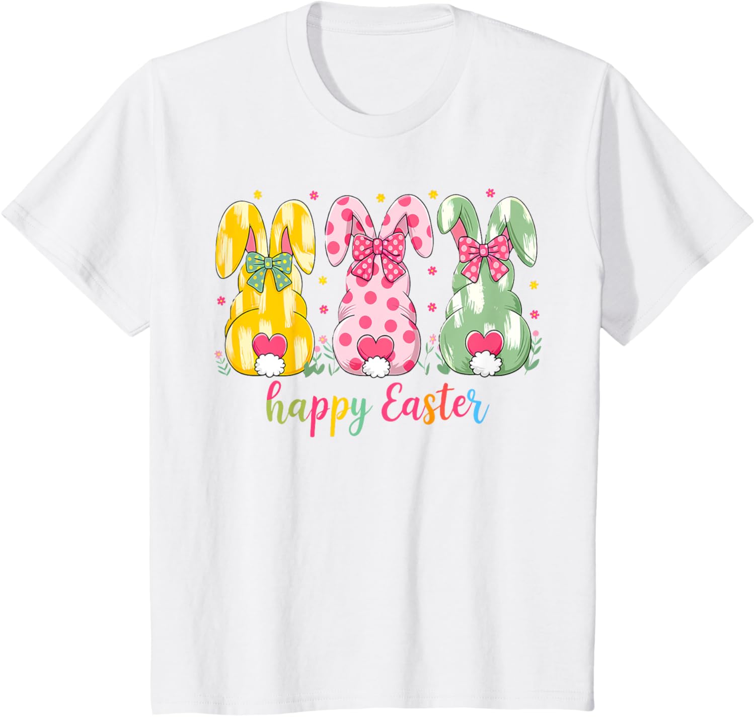 Happy Easter Cute Pink Coquette Bow Flower Bunny Rabbit T-Shirt