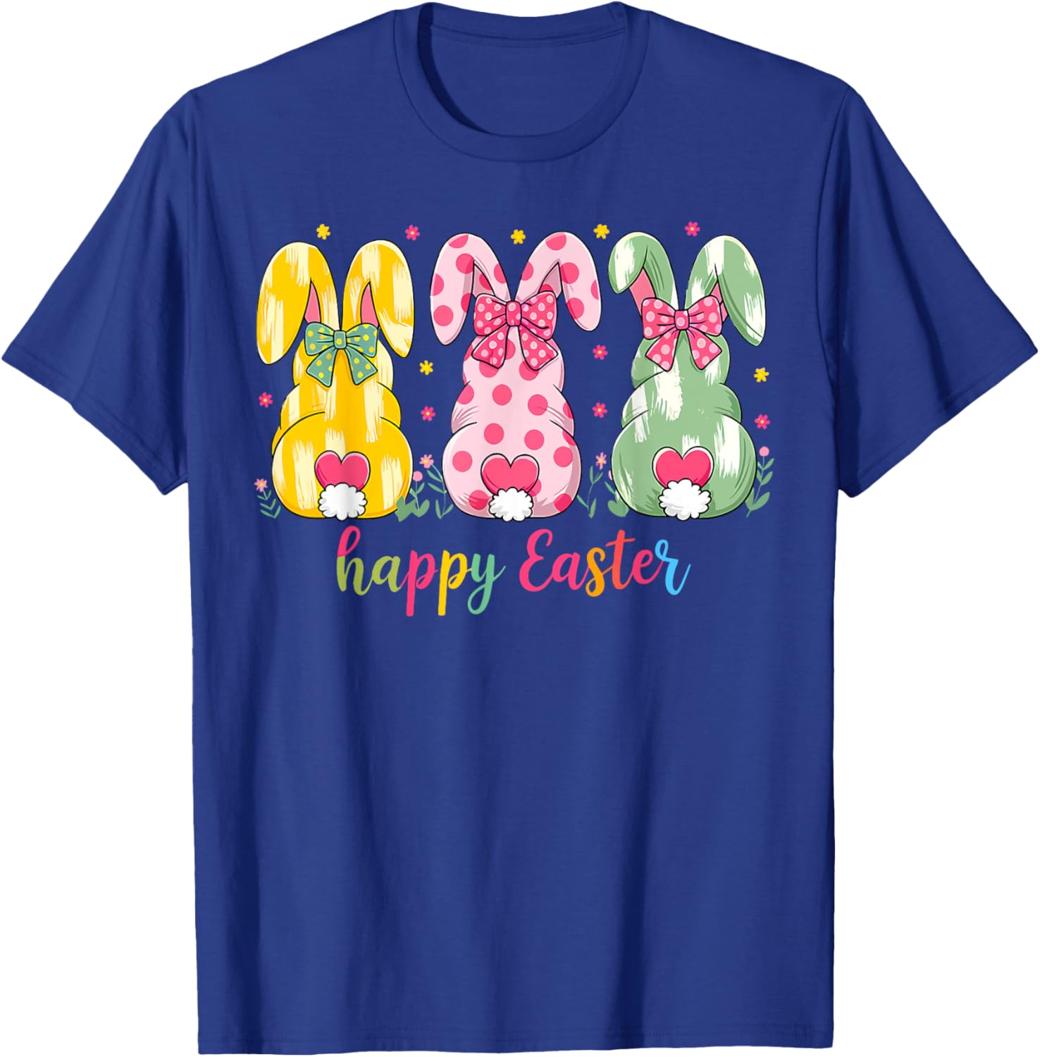 Happy Easter Cute Pink Coquette Bow Flower Bunny Rabbit T-Shirt