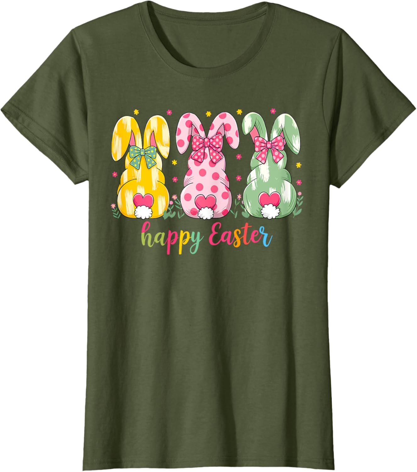 Happy Easter Cute Pink Coquette Bow Flower Bunny Rabbit T-Shirt