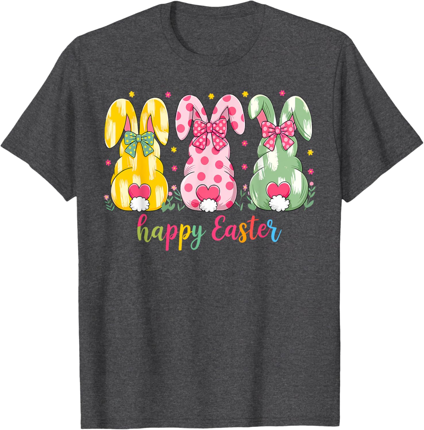 Happy Easter Cute Pink Coquette Bow Flower Bunny Rabbit T-Shirt