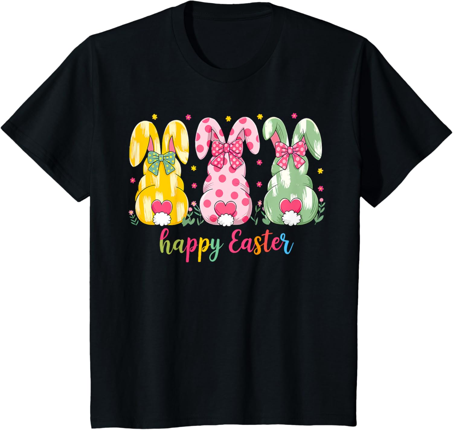 Happy Easter Cute Pink Coquette Bow Flower Bunny Rabbit T-Shirt