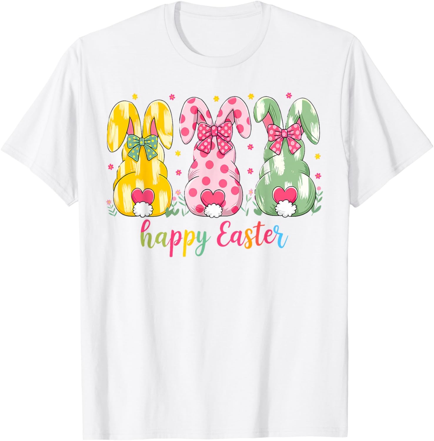 Happy Easter Cute Pink Coquette Bow Flower Bunny Rabbit T-Shirt